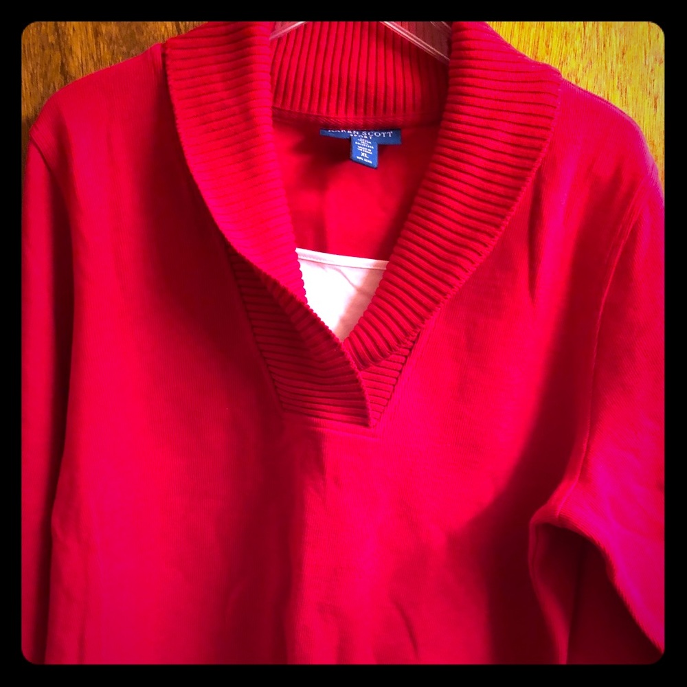 Red sweater with white inset XL
